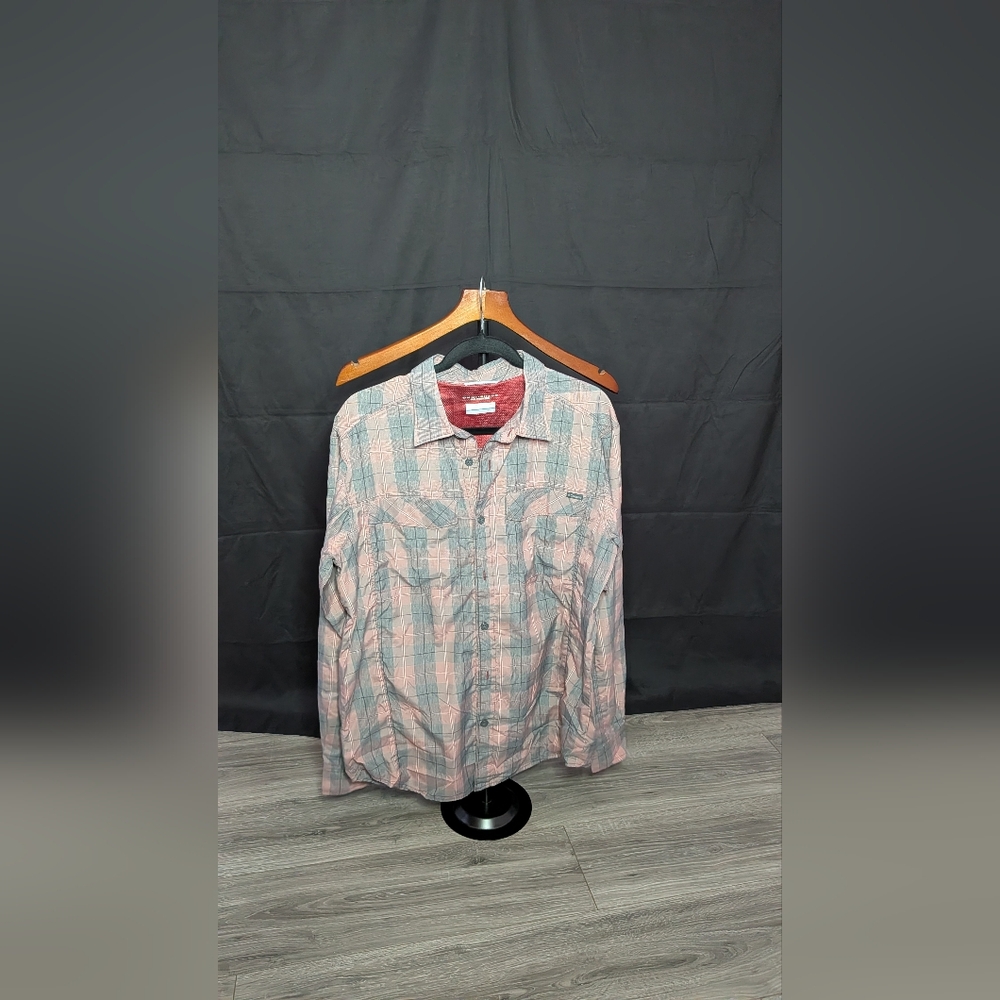Men's Pink and Gray Plaid Shirt